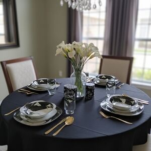 SANGO QUADRILLE PATTERN "BLACK LILLIES" 16 PC (7 tumblers, 4 bowls,.....)